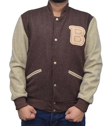 DIZLLER B logo Varsity Jacket Brown HOT-LINE WOOL - 2XL