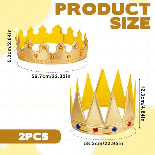 Aysatogc 2 Stück Krone König Gold Königskronen Hut Krone Geburtstag König Prinzessin Gold Kronen Zubehör Rollenspielzubehör Kostümfür Geburtstag Königliches Verkleiden Zubehör Hochzeitsfotos