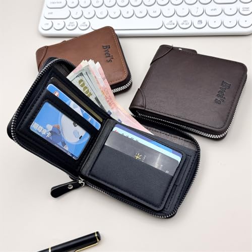 Mens Blocking Wallets Zipper Leather Wallet for Men Bifold Card Holder2