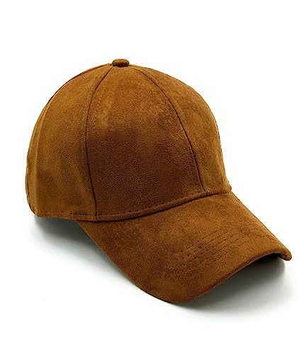 Image of Suede caps for Mens and Womens,Unisex Leather Caps for Boys Adjustable Buckle (Brown)