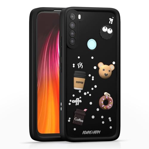 Image of Bintage Cute Fun Taddy| 3D Ball Bear| Donut| Coffee Rubber Case Camera Protection Back Cover Compatible for Redmi Note 8 - Black