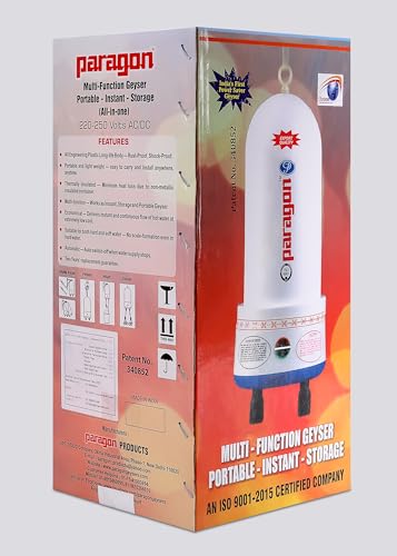 Image of Paragon Portable Automatic Instant Water Heater /Geyser - 2.5 Litre, 4KW, Polymer Tank - Suitable for Travel, Kitchen, Bathroom, Office, Restaurants, and Labs (Shower Model, White)