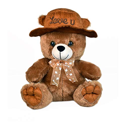 Image of Ultra 10 Inch Teddy with Love You Cap Fully Stuffed Soft Plush Toy for Kids in Brown| Animal Toy Birthday | Anniversary | Christmas | Diwali | Home Decor