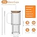 SoulTimes 24oz Ribbed Glass Tumbler with Handle and Bamboo Lid, Set of 2 Glass Cups with Lids and Straws for Coffee, Tea, Juice and Smoothies, Reusable Iced Coffee Cups Includes 2 Sealed Plastic Lids
