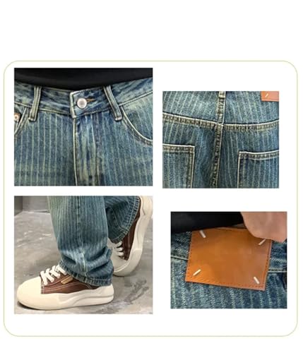 Men's Retro Washed Jeans Vertical Straight Loose Casual Wide Leg Pants2