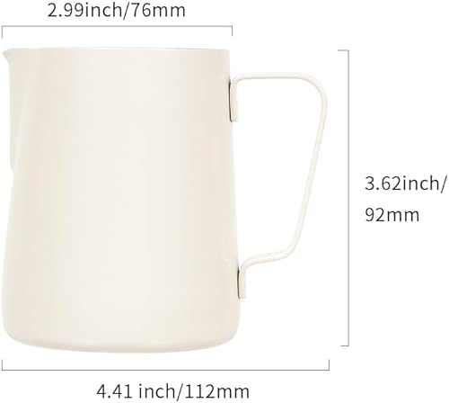 Miniatura 42 de watchget Jarra de espuma de leche de 11.8 fl oz/20.3 fl oz/30.4 fl oz/50.7 fl oz (12 oz/20 oz/32 oz/52 onzas) - Jarra de vapor de café