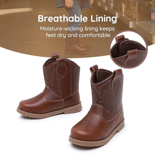 Blikcon Toddler Cowboy Boots for Boys Girls Baby Infant Cowgirl Boots Round Toe All Seasons 6-36 Months (Infant/Toddler)4