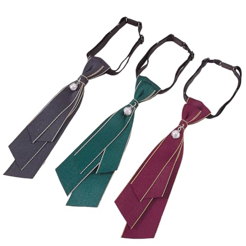 Corbata de cuello preatada con lazo de perlas de mujer accesorio de disfraz y moda versátil 7