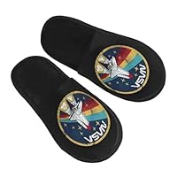 Nasa Rocket Badge Unisex Furry Slippers House Shoes Fuzzy Slides For Mens Womens Bedroom Casual Closed
