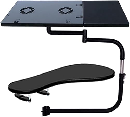 CNCEST Soporte ergonómico para silla de teclado y mouse para laptop instalado en silla de acero inoxidable, profesional y eficiente