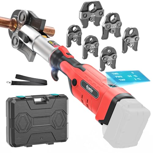 Ecarke Pro Press Tool Compatible with Milwaukee 18V battery Electric Pipe Crimping Tool for 1/2 to 2 Copper Pipes 32KN of crimping force 360 Rotation Automatic Crimper Brushless Motor Tool Only