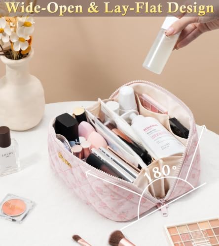 Image of Travel Makeup Bag, Large Capacity Puffy Toiletry & Cosmetic Bag for Women