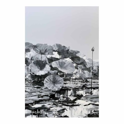 Peinture sur toile design abstrait noir et blanc grand format 80x120cm décoration épurée