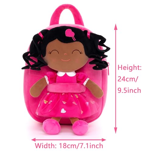 Image of Gloveleya Toddler Backpack Baby Ballerina Girl Gifts Plush Curly Hair Ballet Backpack - Rose Red 9''