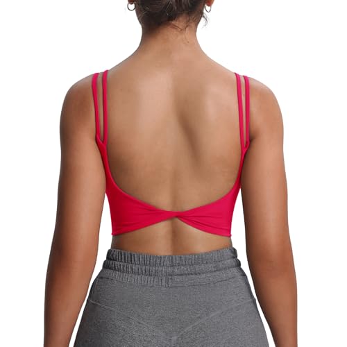 Aoxjox Women's Workout Sports Bras Fitness Yoga Crop Tank Twist