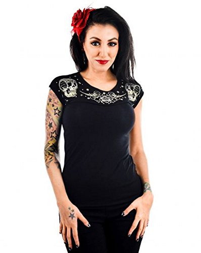 Banjo & Cake u0096 Camiseta de patchwork para mujer, color negro, S-XL Negro S