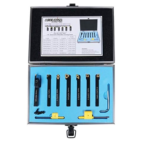 Accusize - 7 Pieces/Set 1/4" Indexable Carbide Turning Tool Set in Fitted Box, 2387-2001 Cover
