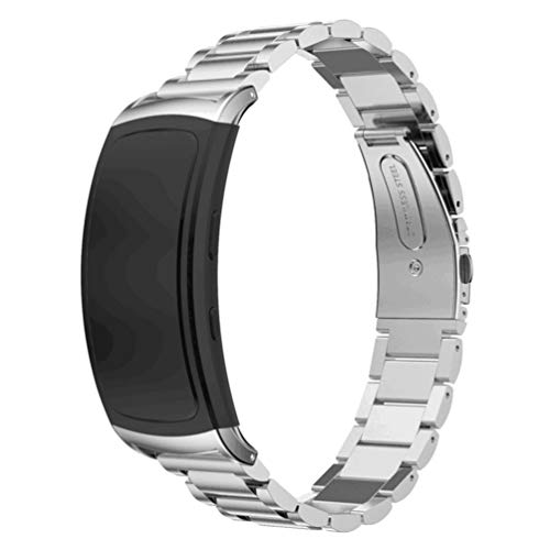 NICERIO Compatible for Gear Fit2 Pro/Fit2 Band - Stainless Steel Watch Strap Smartwatch Band Watch Replacement Watch Strap Compatible for Samsung Gear Fit2 SM-R360 Smartwatch