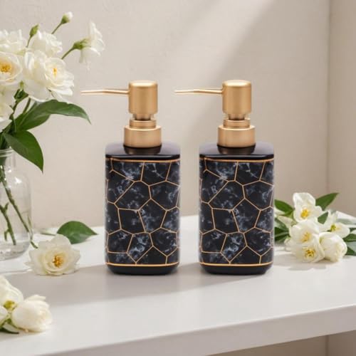 Image of Store2508 Ceramic Liquid Handwash Soap Dispenser Pump for Bathroom /Kitchen - 250ml (2 Pcs Black)