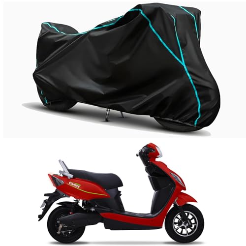 Image of Waterproof Bike Body Cover Compatible for | Pure EV ETrance Neo STD | Taffeta Fabric, Sky Piping Design, Bottom Elastic Fit | Dustproof, Sun UV & Rain Protection for All Weather.