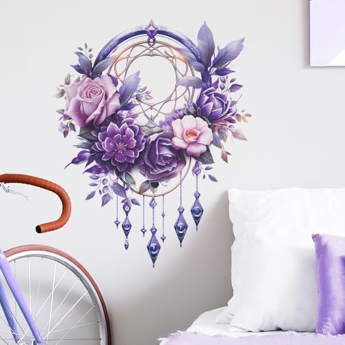 Vinilo Decorativo Atrapasueños Floral Morado 23.6x15.7 pulg miniatura 7