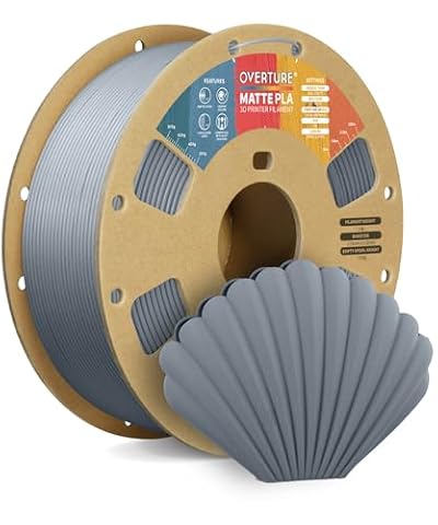 OVERTURE Matte PLA Filament 1.75mm, Easy to Print, PLA Matte 3D Printer Filament 1kg (2.2lbs), Cardboard Spool, Accuracy ± 0.02mm (Matte Light Gray)