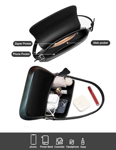 Leather Crossbody Bag for Women Shoulder Bags Small Clutch Purse Mini Handbag with 2 Removable Straps3