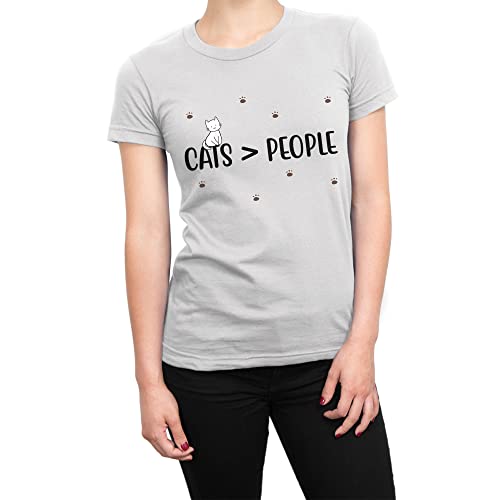 T-shirt Cats are Greater Than People blanc Taille S pour passionnés de chats