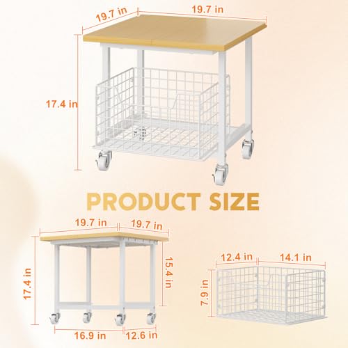 Image of Mini Fridge Stand with Storage, Small Refrigerator Stand with Wheels, Mini Fridge Cabinet-Max Load 300 LBS Heavy Microwave Printer Stand Mini Fridge Cart for Dorm, Apartment, Kitchen, Office (White)