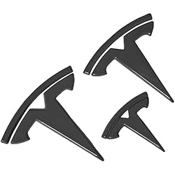 Cargador Frontal Marcas Y Modelos Leikurvo 3 piezas Tesla Emblema Logo: Modelo Y/3 Auto Marca Etiqueta Frontal capó Maletero Placa Frontal Volante Logo Logo Pegatina Negro Mate Emblema Auto Accesorios Compatible con Tesla Model 3