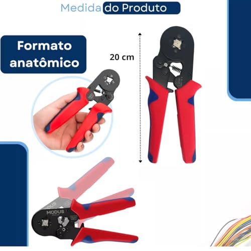 Alicate Crimpar Kit 1200 Peças Prensa Terminal Ilhos Tubulares 0,25mm² Até 10mm² Ferramenta Crimpado