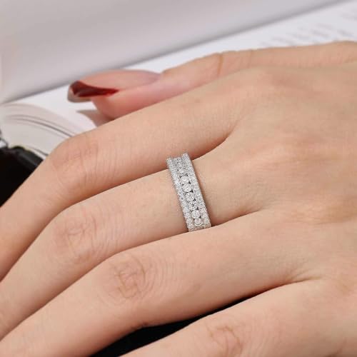 Moissanite Eternity Rings For Women D Color VVS1 Clarity Engagement Ring 925 Sterling Silver Sz 5-104