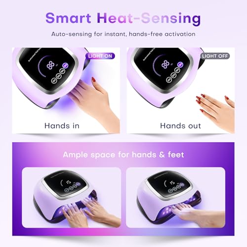 Image of UV Nail Lamp, 180W LED Nail Dryer for Gel Polish, Touch Screen, 42 Beads