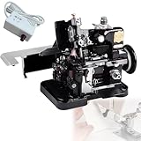 Quixnova Remalladora y máquina overlock de 250 W con Estructura metálica. Máquina de Coser overlock eléctrica de 3 Hilos, Herramienta overlock Profesional para múltiples Materiales Black