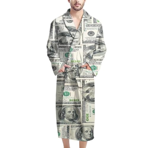 AFPANQZ Men's Bathrobe Big and Tall Full Length Sleepwear Long Sleeve Lightweight Pajama Shawl Robe with Pockets Nightgown