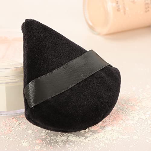Ocim 4 Pack Triangle Powder Puffs For Face Powder,Soft Velour Makeup Setting Powder Puff With Case,Black+Pink #TOP1