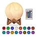 Produktbild Relaxdays Mondlampe 3D, 16 Farben, dimmbar, Fernbedienung, kabellos, mit Ständer, Kinder, Mondleuchte LED, 15 cm, weiß