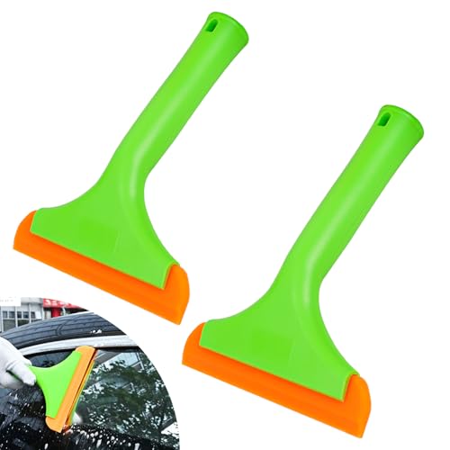 Wuyaoyao 2PCS Silicone Squeegee, Small Squeegee for Car, Automotive Mini Window Squeegees, Shower Squeegees, Water Wiper Cleaning Tool for Car Windshield, Window, Mirror, Glass Door (Green)