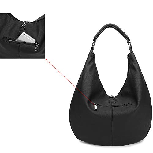 Hobo Bags For Women Large Handbags Designer Purses Pu Leather Oversized Crossbody Shoulder Totes Stylish (Black) #TOP4