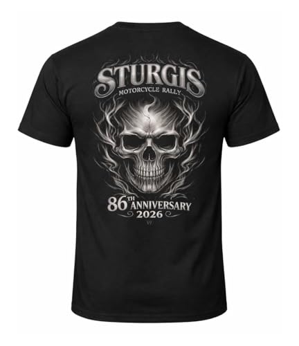 2026 Sturgis Motorcycle Rally Smokey Skull Mens Preshrunk T-Shirt - 86th Anniversary
