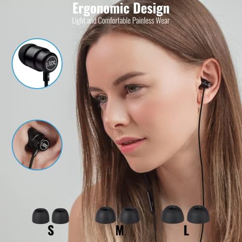 ULIX RIDER Wired Earbuds In-Ear Headphones, Earphones with Microphone, 5 Years Warranty, Ear Buds with Anti-Tangle, Braided Cable, 48 Ω Driver Bass, for iPhone, iPad, Samsung, Computer, Laptop, Gaming