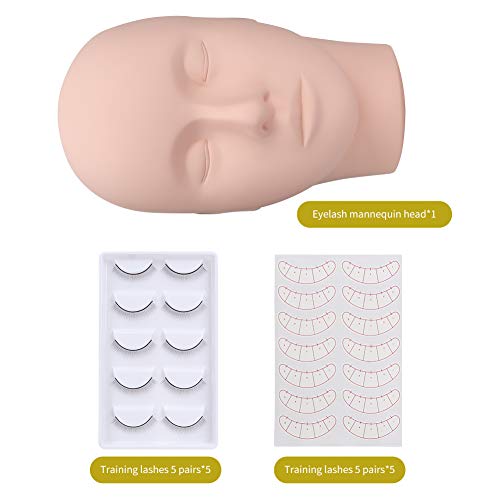 Lashview Lash Mannequin Head, Practice Training Head With 25 Pairs Practice Lashes For Training Eyelash Extensions,Cosmetology Doll Face Head,Easy To Clean By Skincare Essential Oil #TOP1