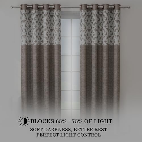 Image of Door Curtains 8 Feet Pack of 1, Floral, Coffee Brown