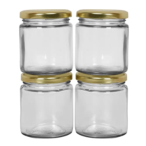Image of (Storage Jar Pack of 4 Glass Jar | Round for Kitchen | Multi-Purpose Octagon Canister | Container 200 ml Each | Kitchen Storage jars & Container Set