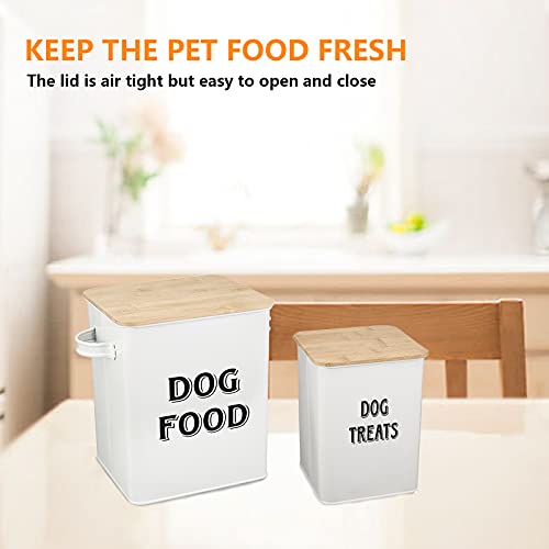 Product Image 5: Pethiy Dog Food and Treats storage tin Containers Set with Scoop for Dogs-Tight Fitting Wood Lids-Coated Carbon Steel-Storage Canister Tins-White