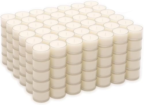 Stonebriar Tea Light Candles 8 Hour Burn Time Unscented Long-Lasting Clear Cup Candles for Home Dcor & Special Occasions Pack of 192 White