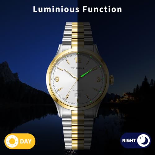 Image of TOPHILL Men Watches Automatic Mechanical Watches - Dive, GMT, Chronograph & Dress Styles | 316L Stainless Steel, Sapphire Crystal, Ceramic Bezel | 5ATM-300M Waterproof with Super Luminous | Classic Business & Sport Casual
