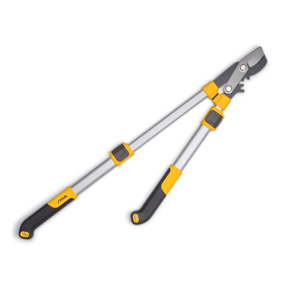 Troncarami telescopico STIGA - Taglia legno fresco fino a 42 mm, manico allungabile, lama in acciaio giapponese antiaderente, impugnatura ergonomica, finitura gialla, con coperchio di protezione