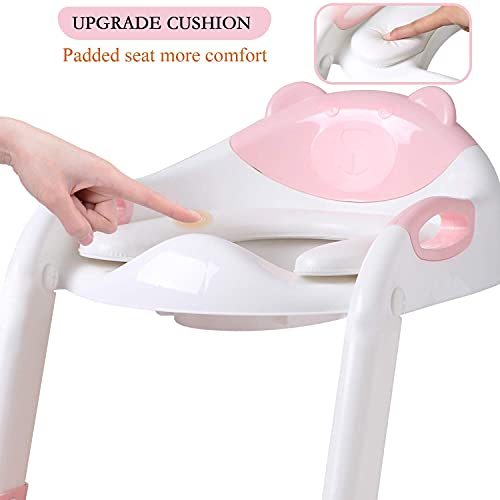 Fedicelly Potty Training Seat Ladder Toddler,Potty Seat Toilet Boys Girls,Adjustable Kids Toilet Training Seat (Pink) #TOP4