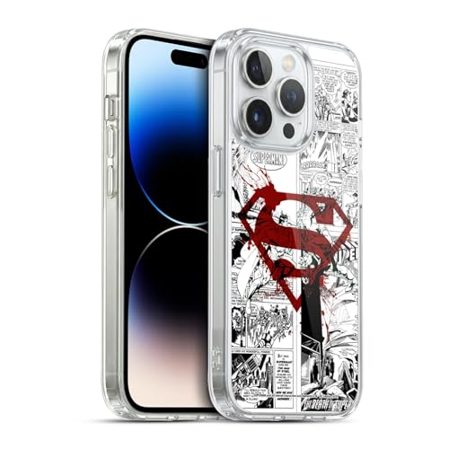 Head Case Designs Officially Licensed Superman DC Comics Red Logo Splatter Comicbook Art Gel Case [Military Grade Protection] Compatible with Apple iPhone 13 Pro and Compatible with MagSafe